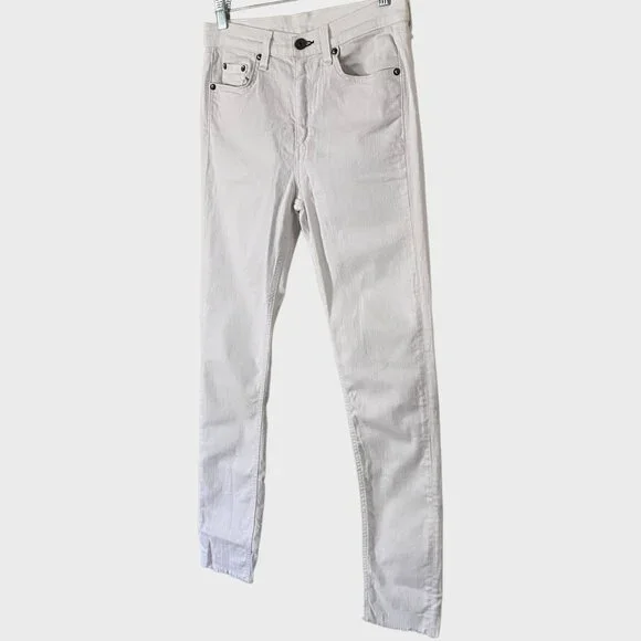 Rag + Bone The Dre High-Waisted Skinny Jeans Aged White Women's Size 27 Raw-Hem